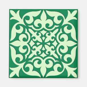 Moroccan tile - emerald and light green magnet