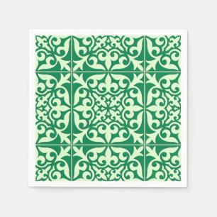 Moroccan tile - emerald and light green napkin