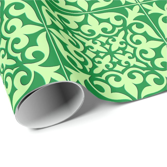 Moroccan tile - emerald and light green wrapping paper (Roll Corner)