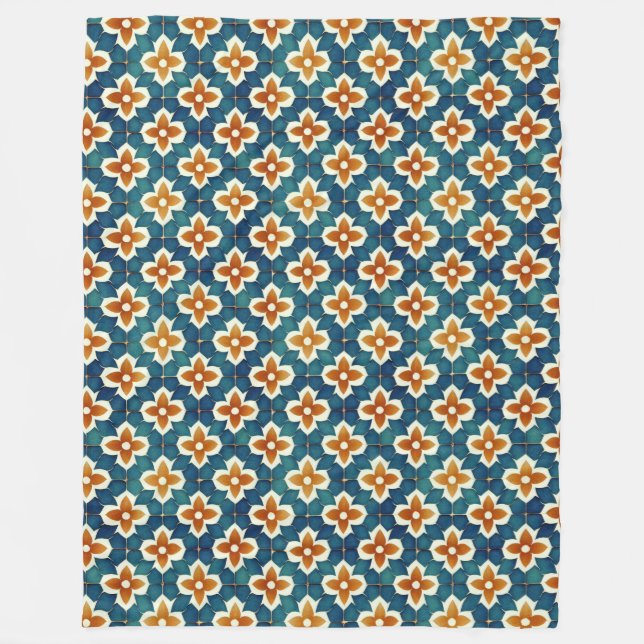 Moroccan Tile Fleece Blanket (Front)