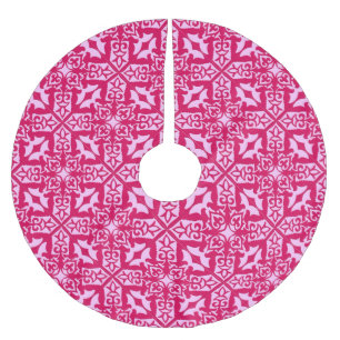 Moroccan tile - fuchsia and light pink brushed polyester tree skirt
