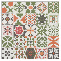 Moroccan tile - green,black,red