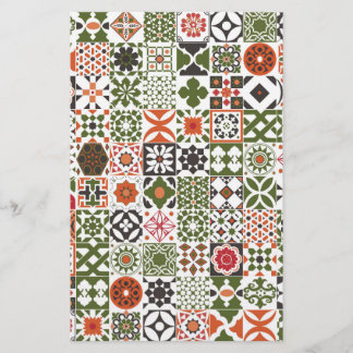 Moroccan tile - green,black,red stationery