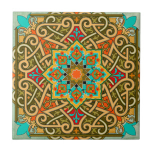 Moroccan Tile Green Gold Blue