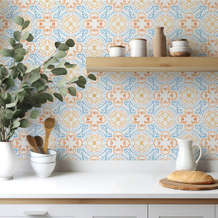 Moroccan tile in blue and orange