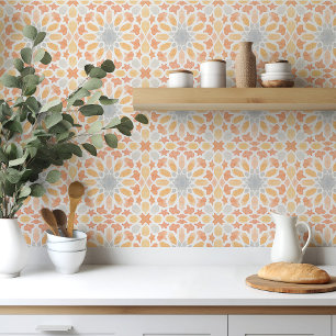 Moroccan tile in  orange watercolor