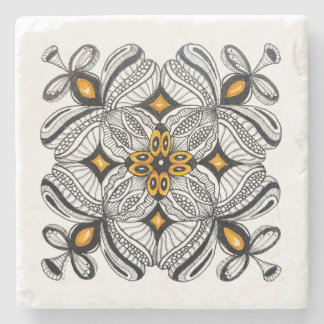 Moroccan Tile Inspired Doodle Stone Coaster