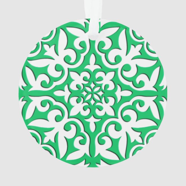 Moroccan tile - jade green and white ornament (Back)