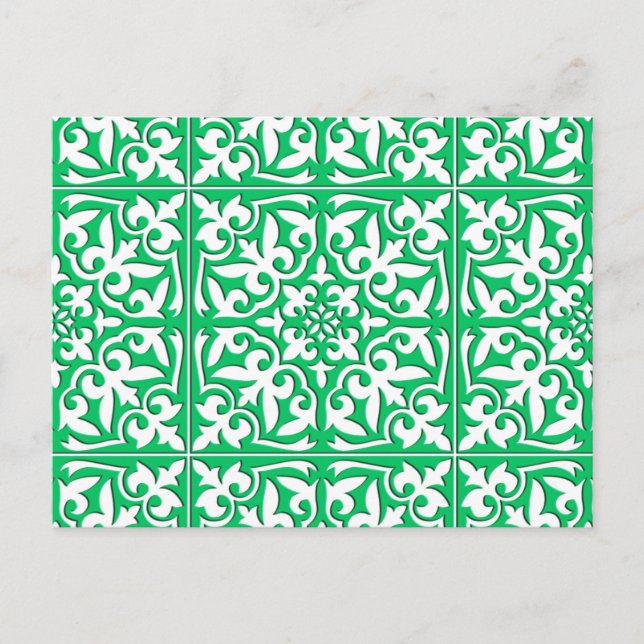 Moroccan tile - jade green and white postcard (Front)