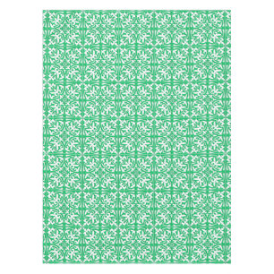 Moroccan tile - jade green and white tablecloth