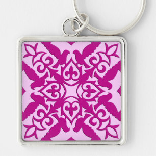 Moroccan tile - magenta and pink keychain
