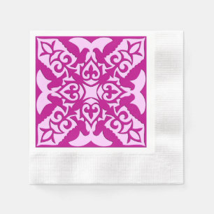 Moroccan tile - magenta and pink napkin