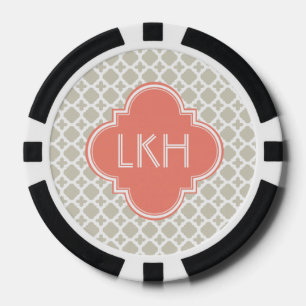 MOROCCAN TILE MONOGRAM POKER CHIPS