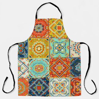 Moroccan tile mosaic illustration pattern apron