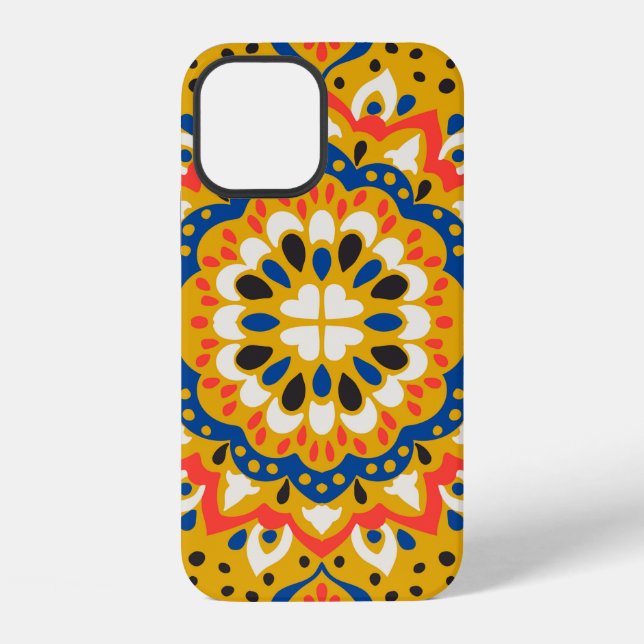 Moroccan tile mosaic illustration pattern iPhone case (Back)