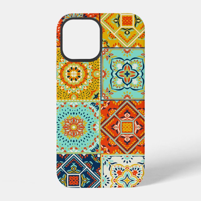 Moroccan tile mosaic illustration pattern iPhone case (Back)