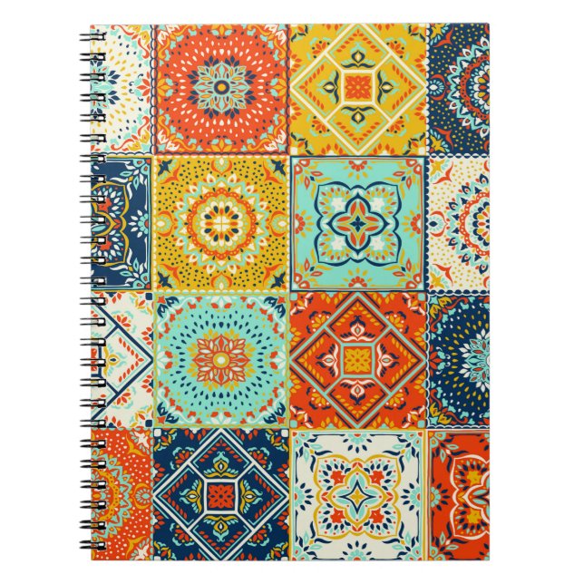Moroccan tile mosaic illustration pattern notebook (Front)