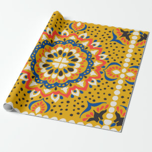 Moroccan tile mosaic illustration pattern wrapping paper