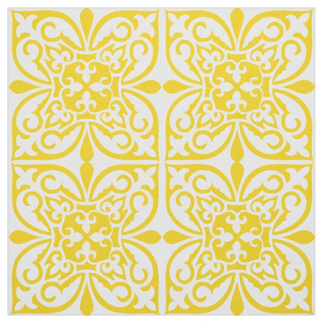 Moroccan tile - mustard yellow and white fabric (Swatch)