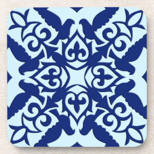 Moroccan tile - navy and light blue coaster