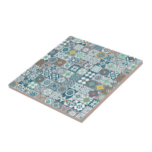 Moroccan tile-orange and light turquoise tile