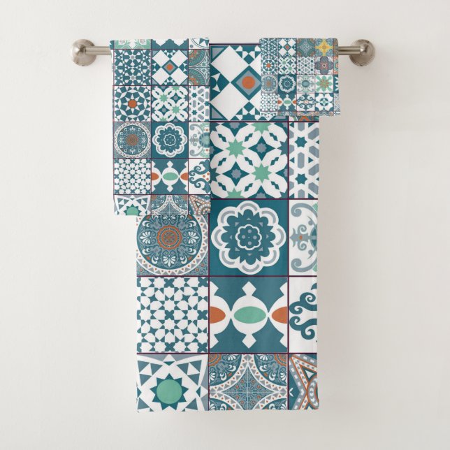 Moroccan tile-orange et light turquoise (En situation)