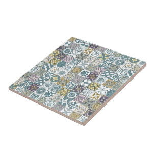 Moroccan tile - pastel blue and gold