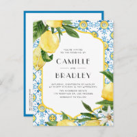 Moroccan Tile Pattern and Lemons QR Code Wedding
