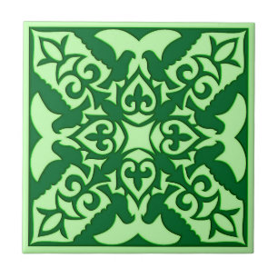 Moroccan Tile Pattern, Dark Emerald Green