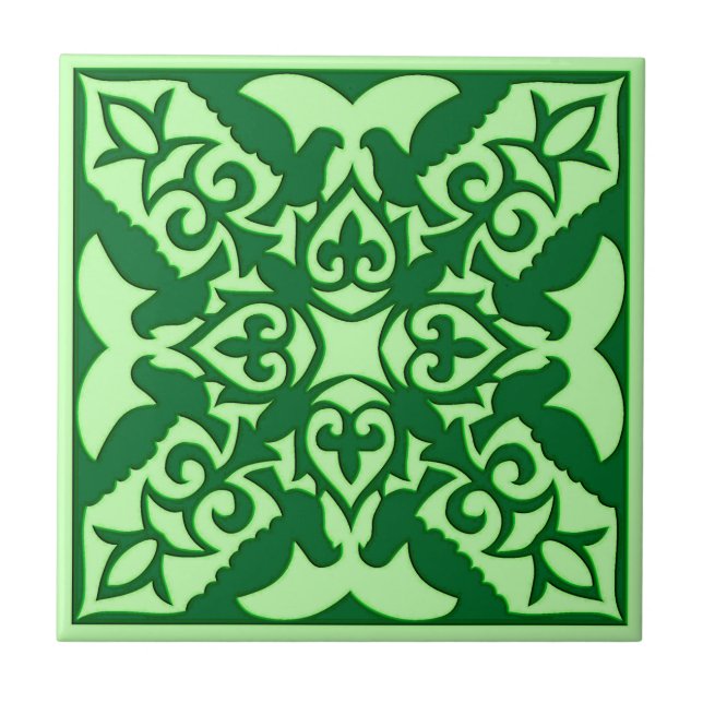 Moroccan Tile Pattern, Dark Emerald Green (Front)