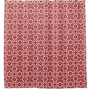 Moroccan Tile Pattern, Deep Red and White