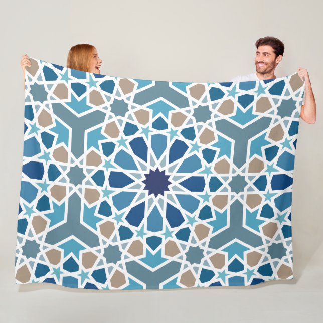 Moroccan Tile Pattern Fleece Blanket (In Situ)