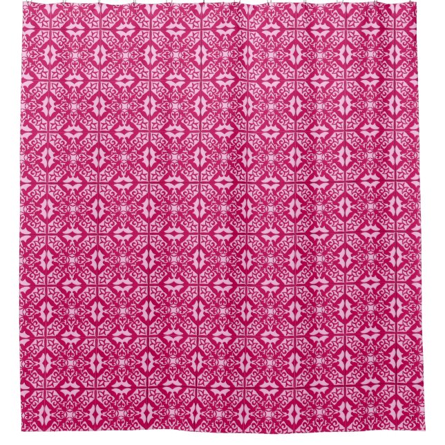 Moroccan Tile Pattern, Fuchsia and Pastel Pink (Front)