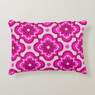 Moroccan tile pattern - Fuchsia Pink Decorative Pillow