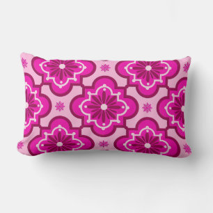 Moroccan tile pattern - Fuchsia Pink Lumbar Pillow