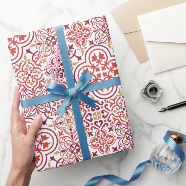 Moroccan tile pattern gift wrapping paper (Gifting)