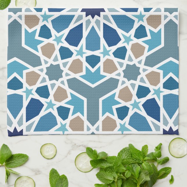 Moroccan Tile Pattern Kitchen Towel (Folded)