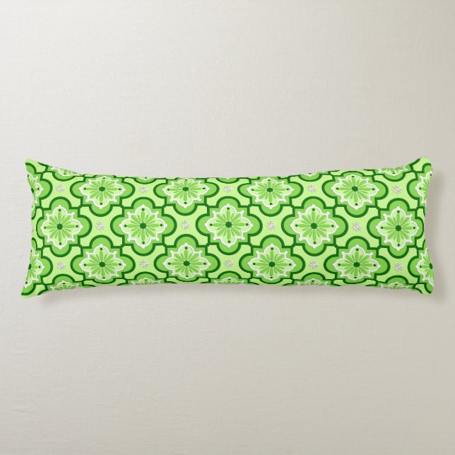 Moroccan tile pattern - Lime Green Body Pillow (Front)