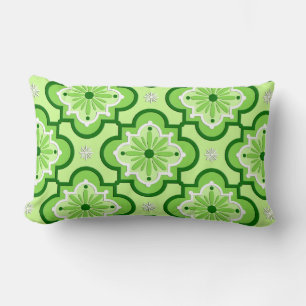 Moroccan tile pattern - Lime Green Lumbar Pillow