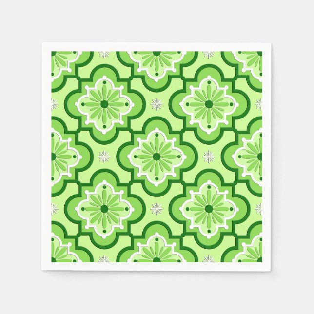 Moroccan tile pattern - Lime Green Napkin (Front)