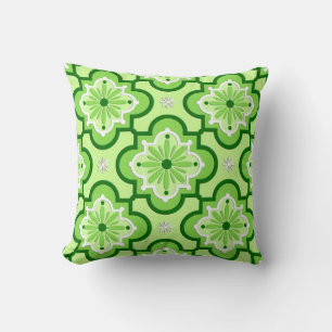 Moroccan tile pattern - Lime Green Throw Pillow