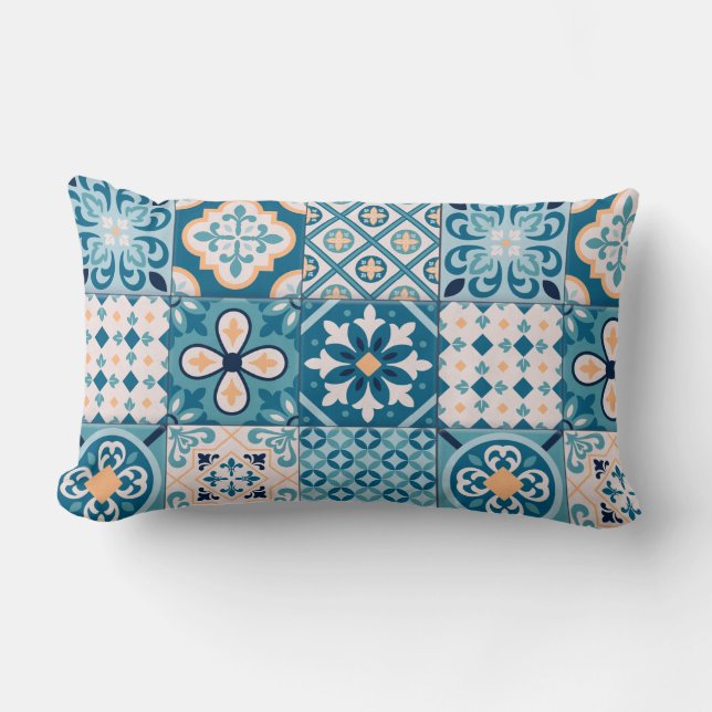 Moroccan Tile Pattern Lumbar Pillow (Front)