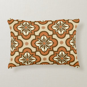 Moroccan tile pattern - Rust and Tan Decorative Pillow
