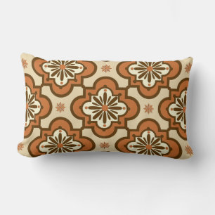 Moroccan tile pattern - Rust and Tan Lumbar Pillow