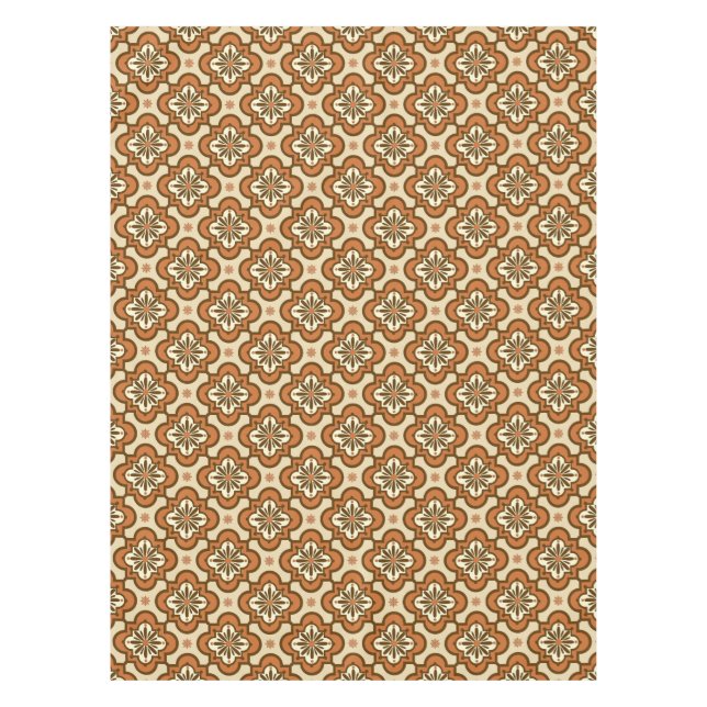 Moroccan tile pattern - Rust and Tan Tablecloth (Front)