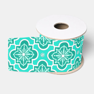 Moroccan tile pattern - Turquoise and Aqua Grosgrain Ribbon