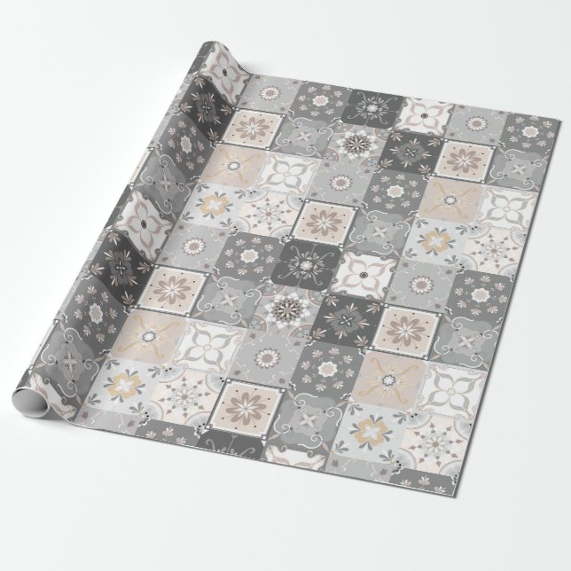 Moroccan Tile Pattern Wrapping Paper (Unrolled)