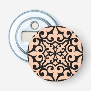 Moroccan tile - peach pink and black bottle opener