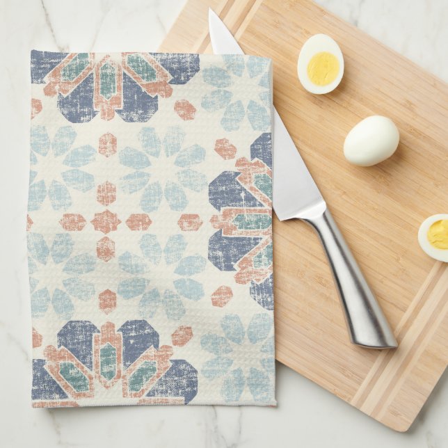 Moroccan Tile - Periwinkle Kitchen Towel (Quarter Fold)
