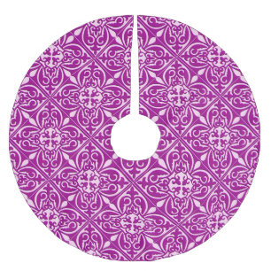 Moroccan tile - plum purple and pink brushed polyester tree skirt